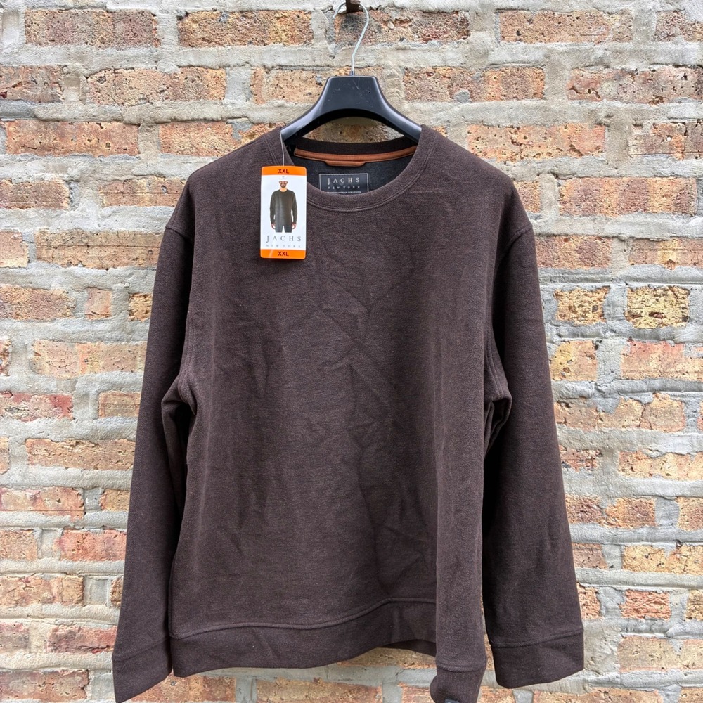 Jachs New York Mens XXL Brown Crewneck Sweatshirt Wool Blend NWT 1799235